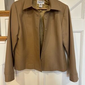 Pendleton Jacket Womens 6 Petite Blazer 100% Wool Button Lined Tan Camel Beige